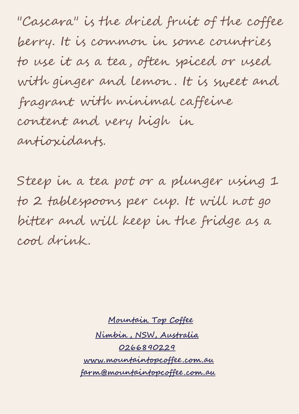 Tea - Cascara (dried coffee fruit)
